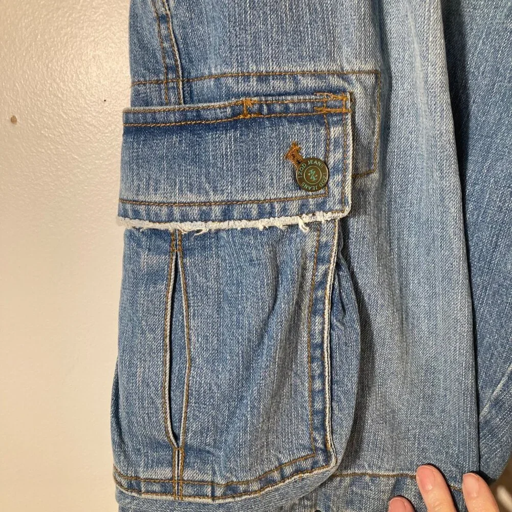 Mens Izod Rock‎ Washed Denim Cargo Shorts Cotton 32W NWT